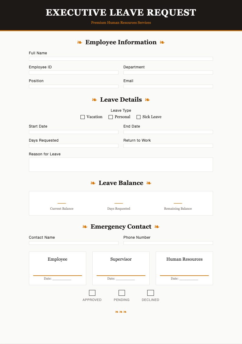 Executive formal leave request
